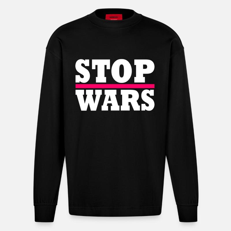 Stop wars - Manches longues bio épais oversize fabriqué en UE - SOLID BLACK