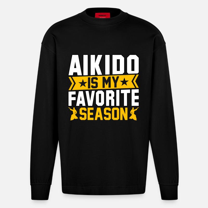 L’aïkido est ma saison préférée - Manches longues bio épais oversize fabriqué en UE - SOLID BLACK