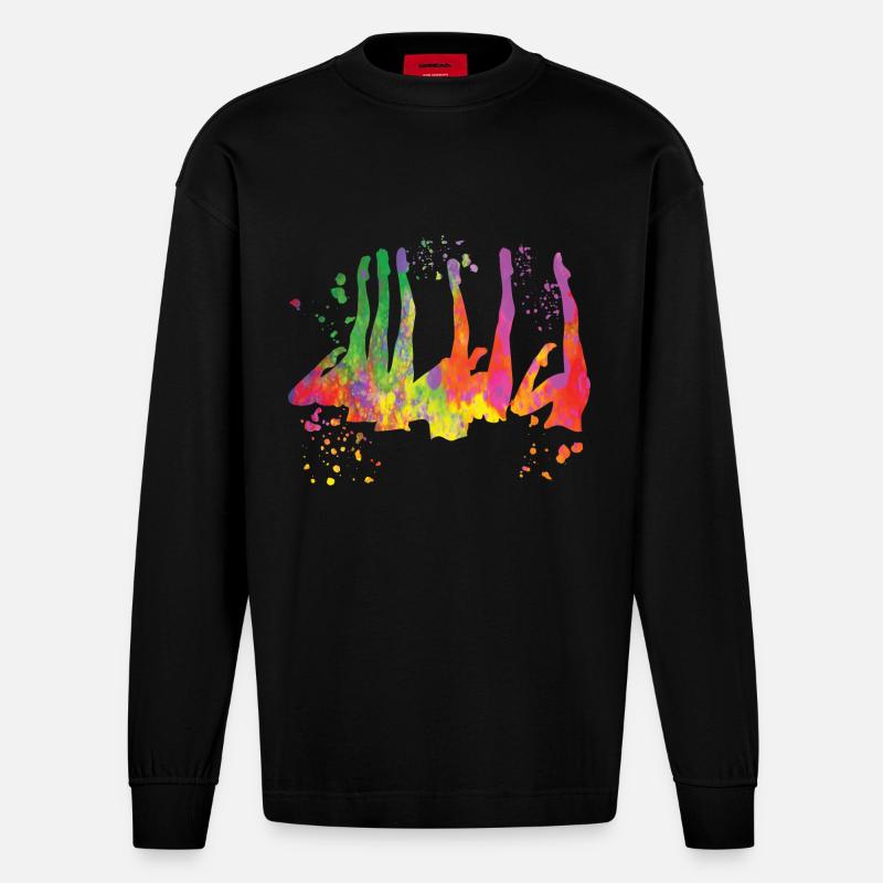 Artistic Swim Team Synchronschwimmen - Heavyweight Oversized Organic Langarmshirt Made in EU - SOLID BLACK