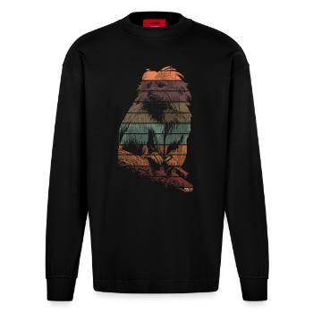 Tamarin Monkey Primate - Heavyweight Oversized Organic Longsleeve Shirt Made in EU - SOLID BLACK - Front