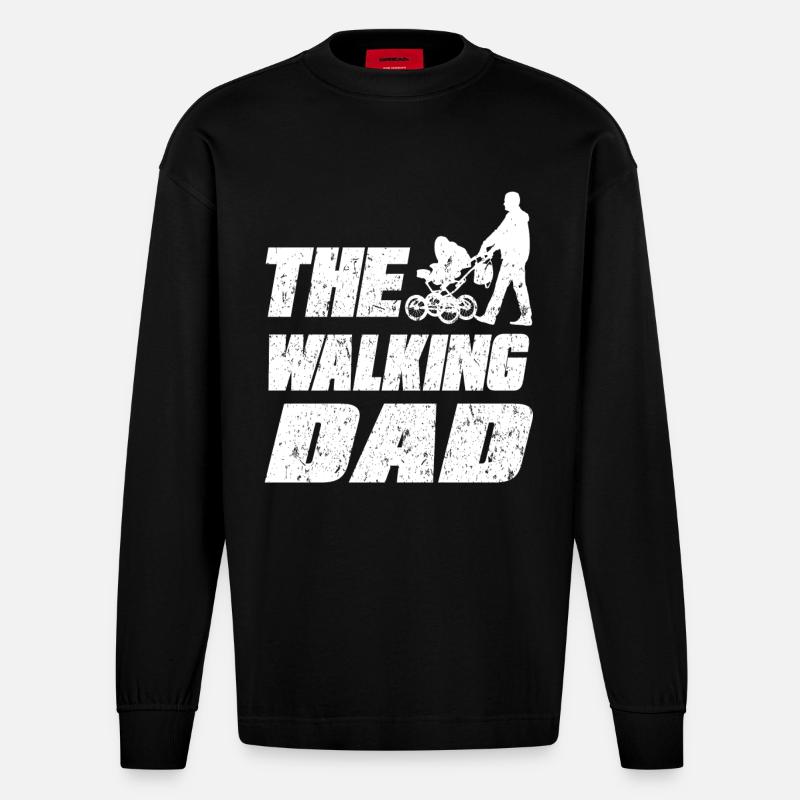 The Walking dad - Heavyweight Oversized Organic Langarmshirt Made in EU - SOLID BLACK