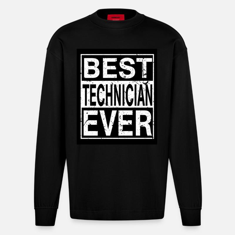 Technician Best Technician - Heavyweight Oversized Organic Longsleeve Shirt Made in EU - SOLID BLACK
