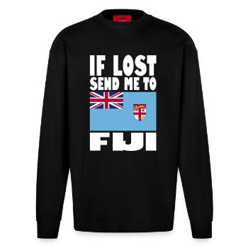 Drapeau des Fidji - Manches longues bio épais oversize fabriqué en UE - SOLID BLACK - Devant