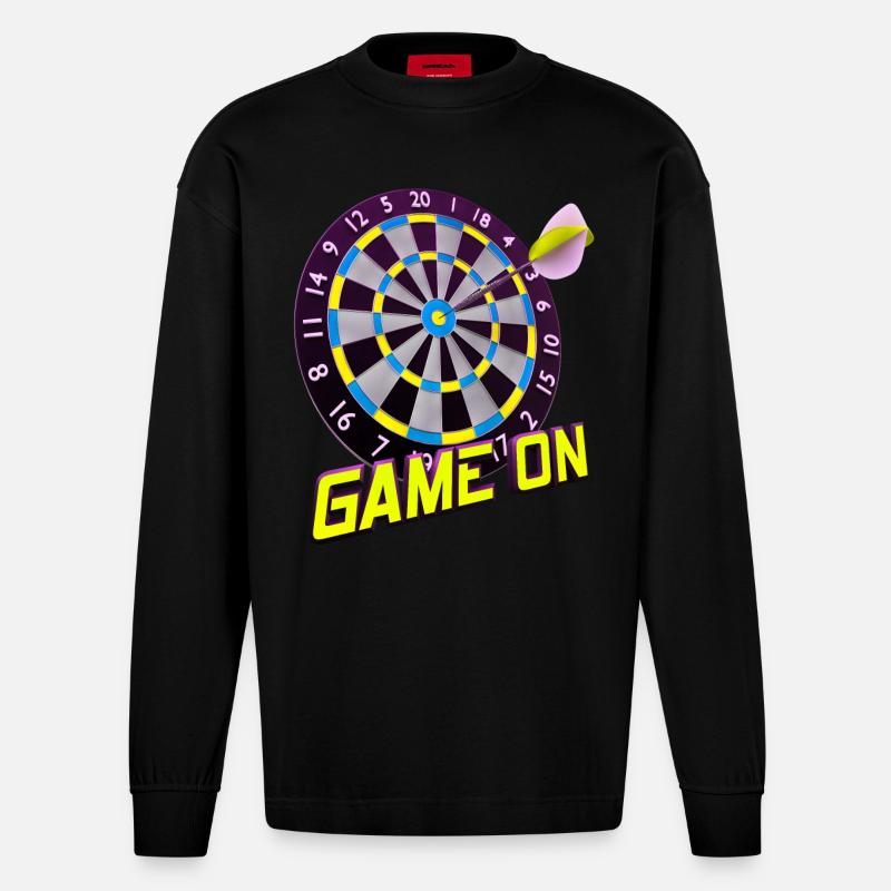 Jeu de fléchettes activé - Jaune - Manches longues bio épais oversize fabriqué en UE - SOLID BLACK