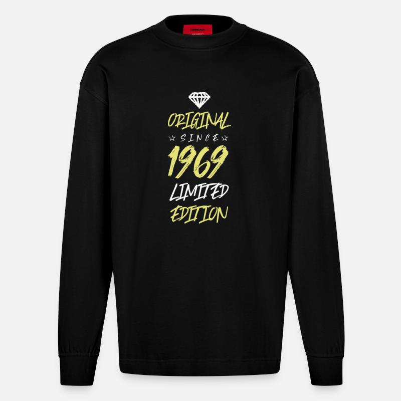 1969 Édition limitée - Manches longues bio épais oversize fabriqué en UE - SOLID BLACK