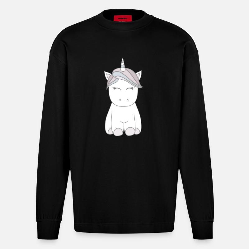 Einhorn - Heavyweight Oversized Organic Langarmshirt Made in EU - SOLID BLACK