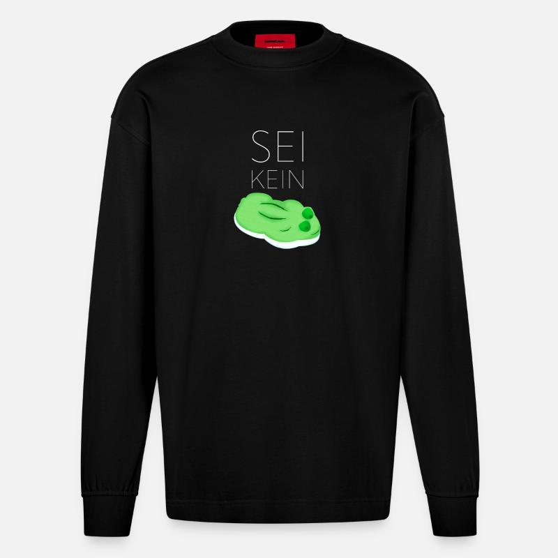 Sei kein Frosch Comic - Heavyweight Oversized Organic Langarmshirt Made in EU - SOLID BLACK