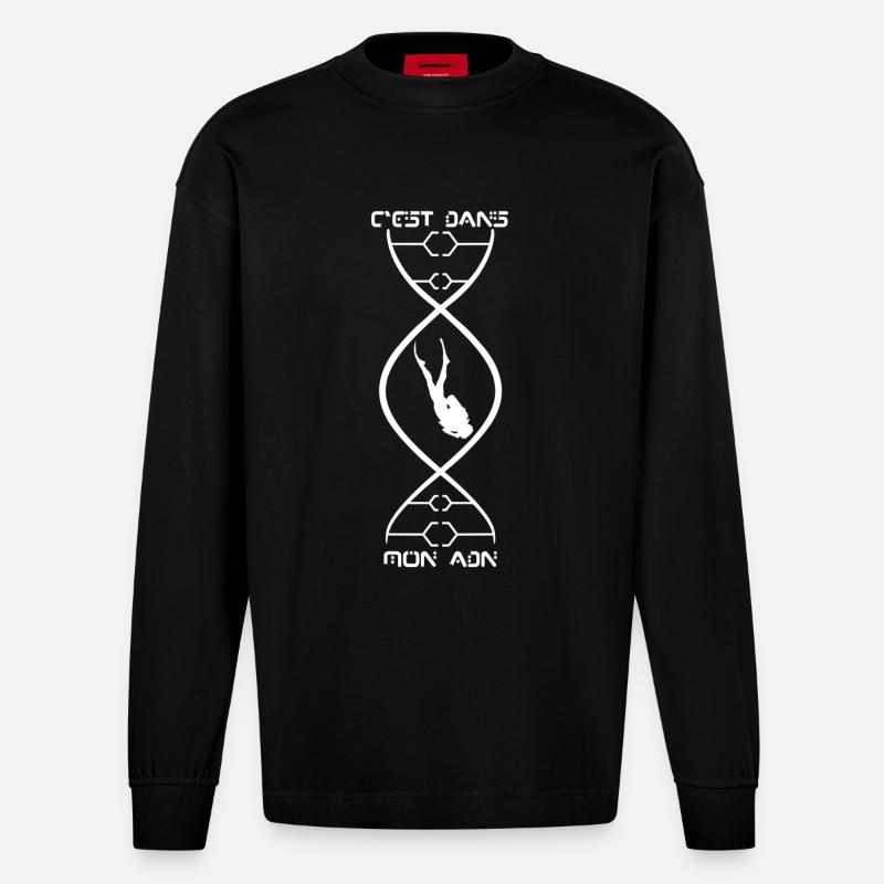 C'est dans mon ADN - Manches longues bio épais oversize fabriqué en UE - SOLID BLACK