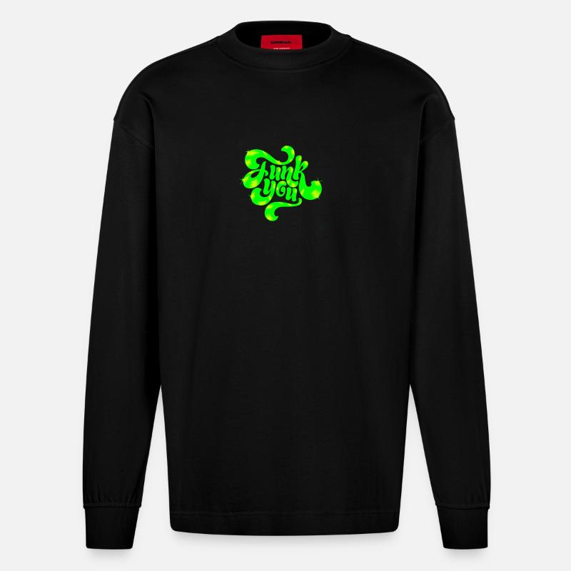 Conception de texte punk néon vert - Manches longues bio épais oversize fabriqué en UE - SOLID BLACK