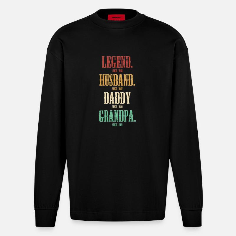 Legendenrollen: Ehemann Papa Opa - Heavyweight Oversized Organic Langarmshirt Made in EU - SOLID BLACK