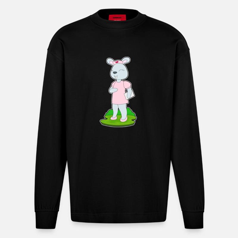 Infirmière lapin - Manches longues bio épais oversize fabriqué en UE - SOLID BLACK