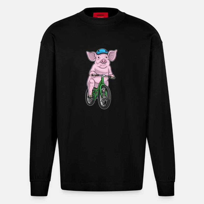 Vélo cochon - Manches longues bio épais oversize fabriqué en UE - SOLID BLACK