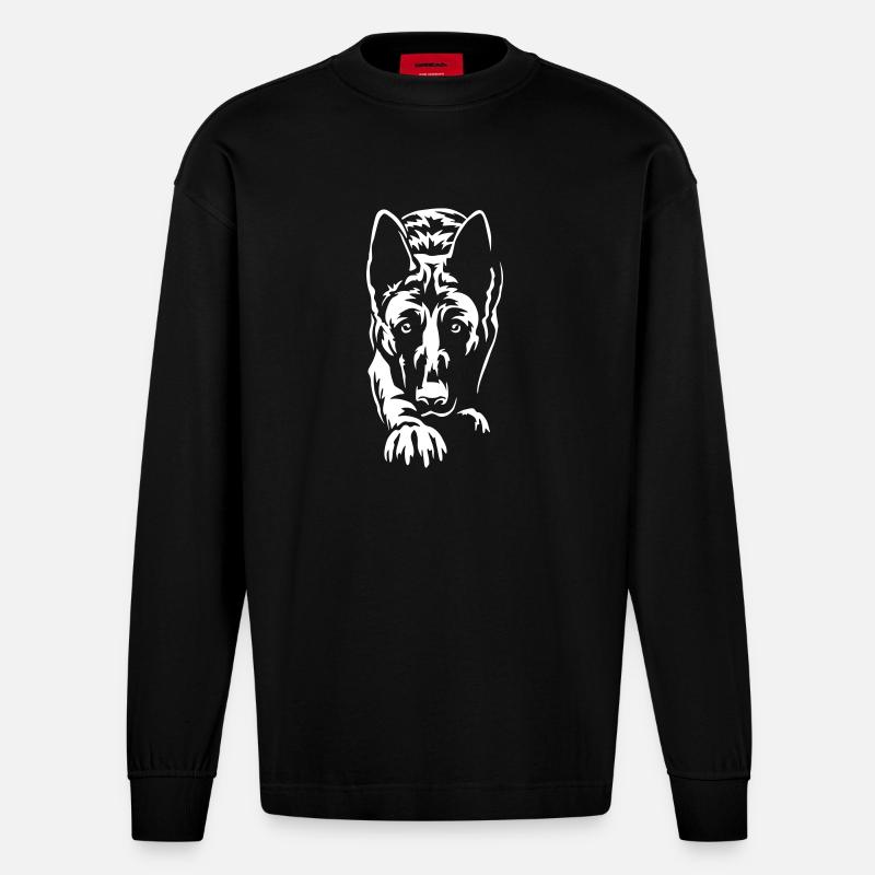 Malinois "Black Edition" - Heavyweight Oversized Organic Langarmshirt Made in EU - SOLID BLACK