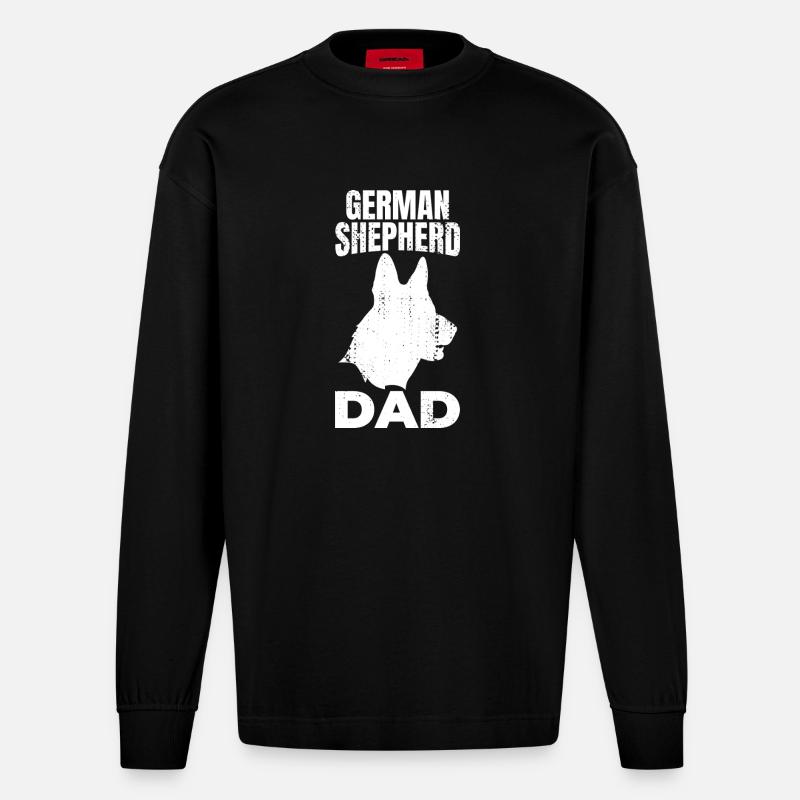 German Shepherd Dad - Heavyweight Oversized Organic Langarmshirt Made in EU - SOLID BLACK