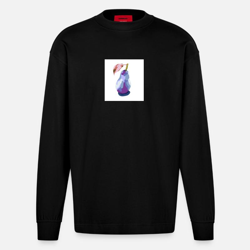 Poire en pastels abstrait - Manches longues bio épais oversize fabriqué en UE - SOLID BLACK