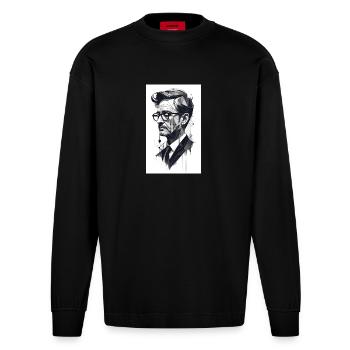 Abstrakter Profi - Heavyweight Oversized Organic Langarmshirt Made in EU - SOLID BLACK - Vorne