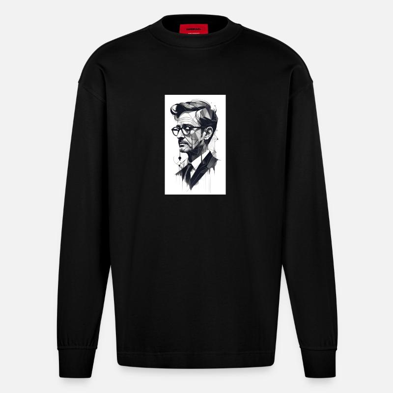 Abstrakter Profi - Heavyweight Oversized Organic Langarmshirt Made in EU - SOLID BLACK