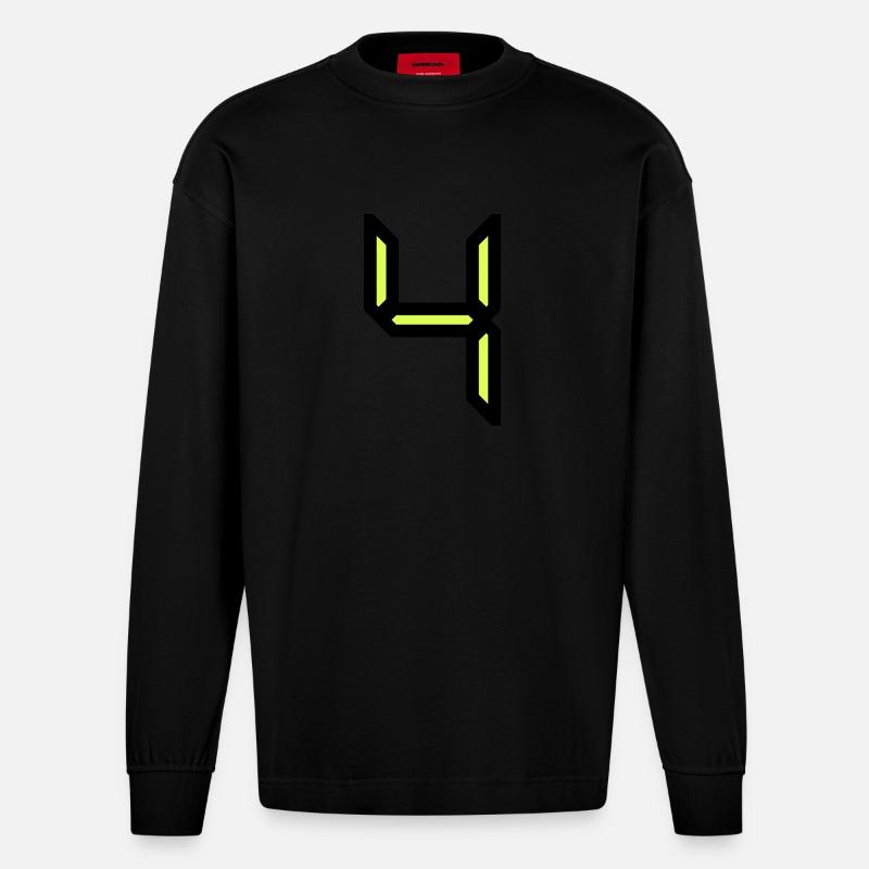 4 ANS,4e ANNIVERSAIRE,ANNIVERSAIRE 4 ANS,4 - Manches longues bio épais oversize fabriqué en UE - SOLID BLACK