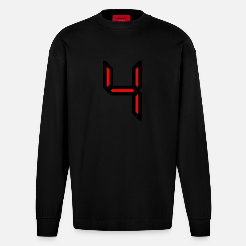 4,4 ANS,4e ANNIVERSAIRE,ANNIVERSAIRE 4 ANS,4 - Manches longues bio épais oversize fabriqué en UE - SOLID BLACK