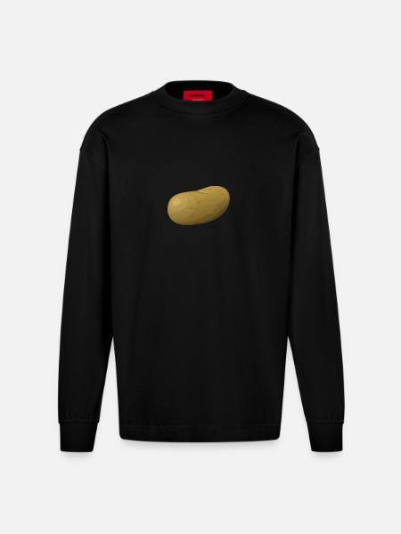 potato - Heavyweight Oversized Organic Longsleeve Shirt Made in EU - SOLID BLACK
