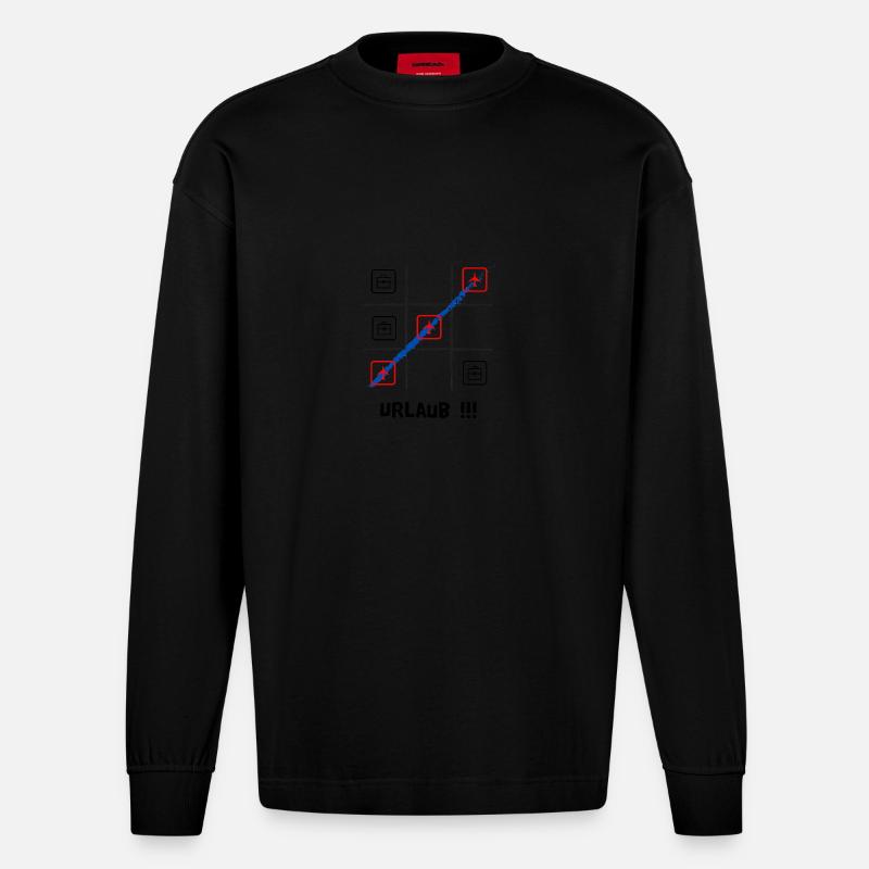 Tik tak to oder Käsekästchen, Urlaub oder Arbeit - Heavyweight Oversized Organic Langarmshirt Made in EU - SOLID BLACK