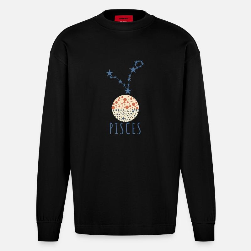 Das Sternbild der Fische - Heavyweight Oversized Organic Langarmshirt Made in EU - SOLID BLACK