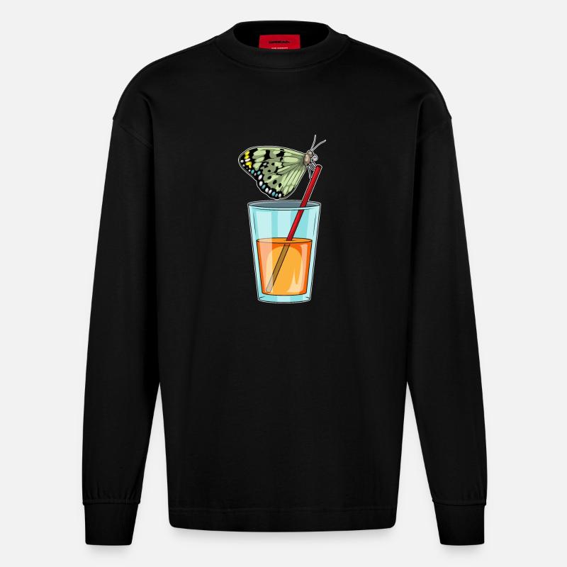 Jus de papillon - Manches longues bio épais oversize fabriqué en UE - SOLID BLACK