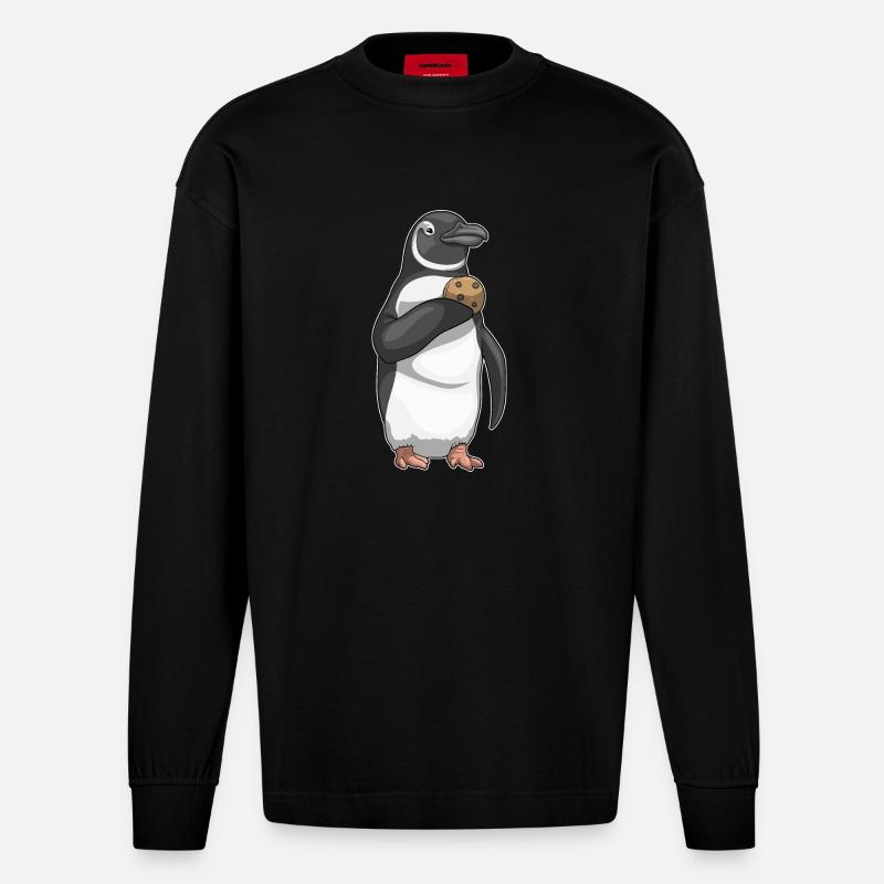 Biscuit pingouin - Manches longues bio épais oversize fabriqué en UE - SOLID BLACK