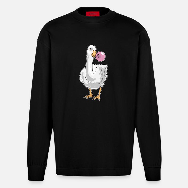 Chewing-gum de canard - Manches longues bio épais oversize fabriqué en UE - SOLID BLACK