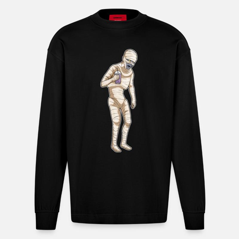 Maman Halloween Bubble Tea - Manches longues bio épais oversize fabriqué en UE - SOLID BLACK