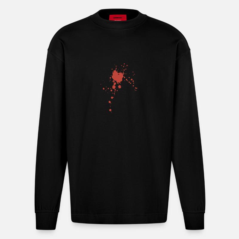 Blut Spritzer - Heavyweight Oversized Organic Langarmshirt Made in EU - SOLID BLACK