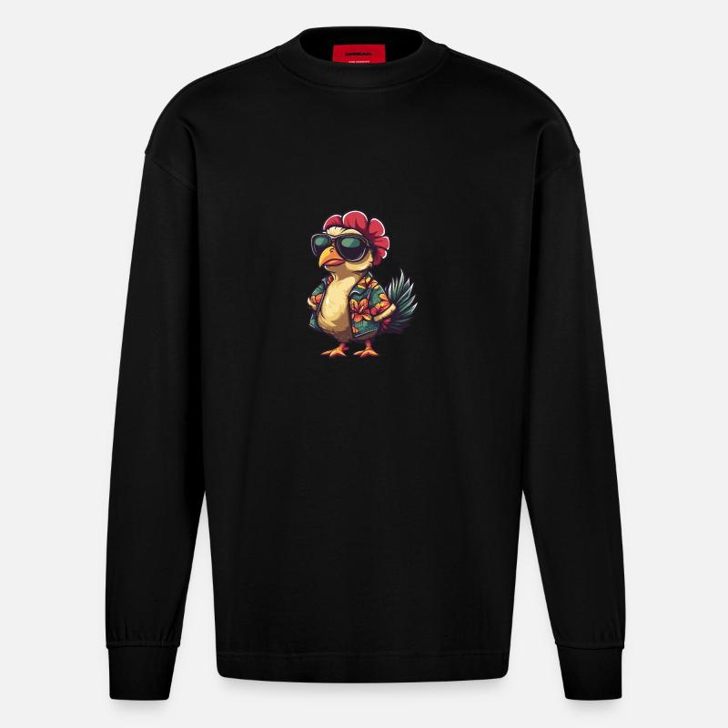 Truthan Comic Urlaub - Heavyweight Oversized Organic Langarmshirt Made in EU - SOLID BLACK
