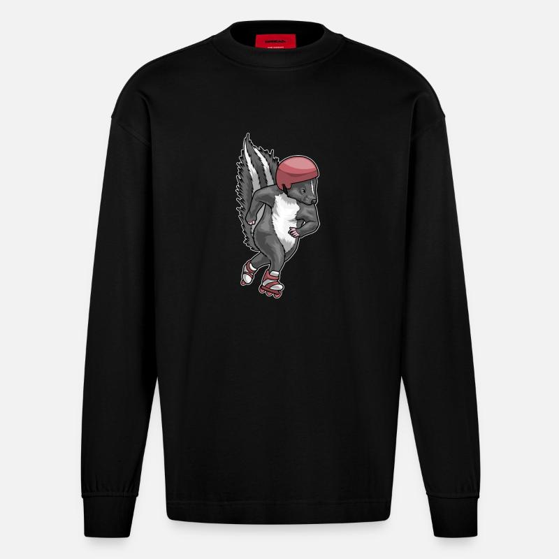 Stinktier Inline skating Rollschuhe - Heavyweight Oversized Organic Langarmshirt Made in EU - SOLID BLACK