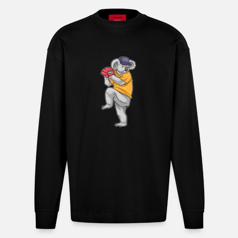Koala Baseball Baseballhandschuh - Heavyweight Oversized Organic Langarmshirt Made in EU - SOLID BLACK
