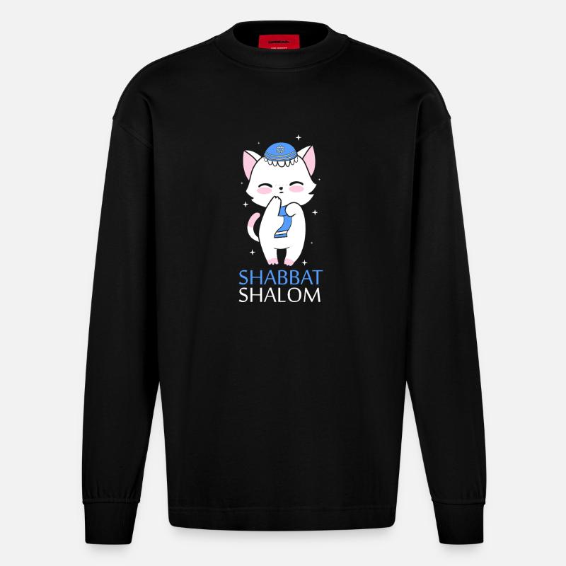 Hanoukka Hanoukka Hanoukka - Manches longues bio épais oversize fabriqué en UE - SOLID BLACK