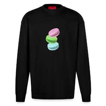 Macarons - Heavyweight Oversized Organic Longsleeve Shirt Made in EU - SOLID BLACK - Front