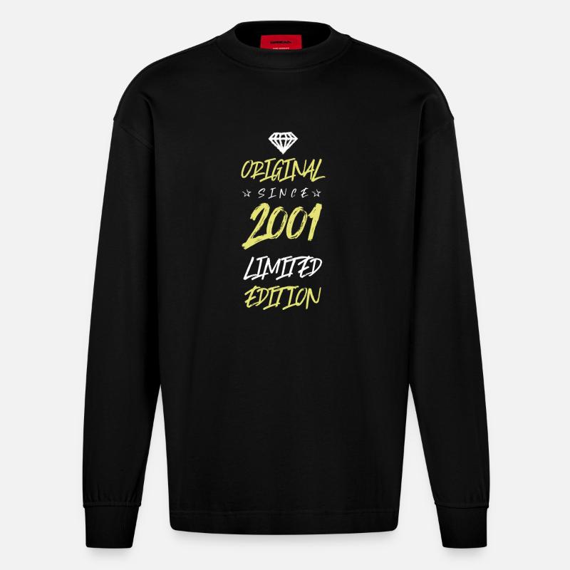 2001 Édition limitée - Manches longues bio épais oversize fabriqué en UE - SOLID BLACK