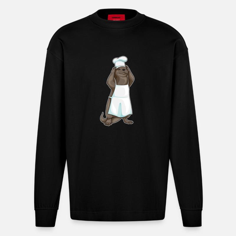 Chef Chef Cuisson Chef Cuisson - Manches longues bio épais oversize fabriqué en UE - SOLID BLACK