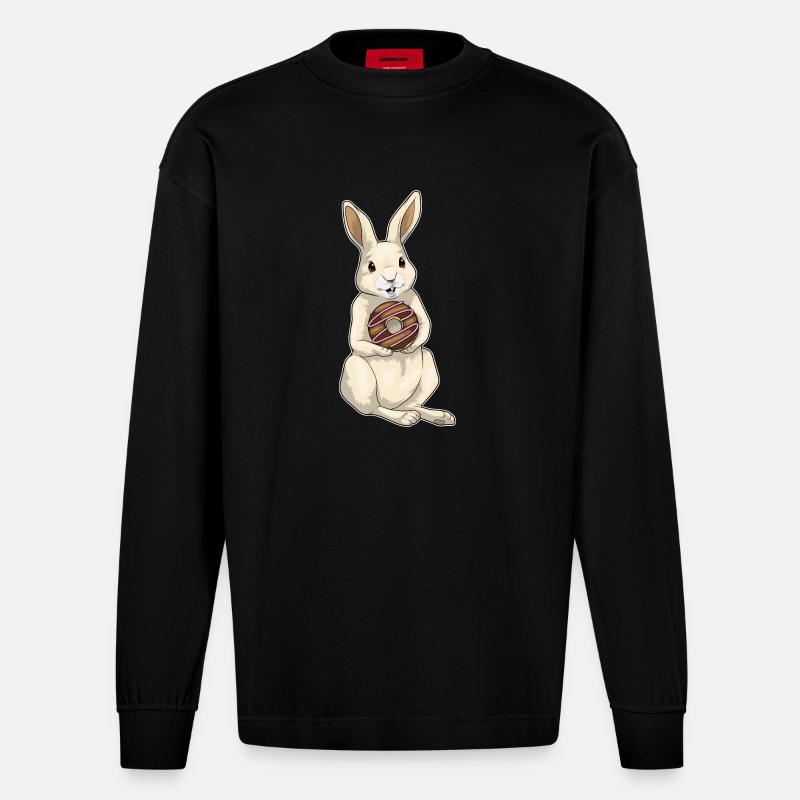 Hase Donut - Heavyweight Oversized Organic Langarmshirt Made in EU - SOLID BLACK
