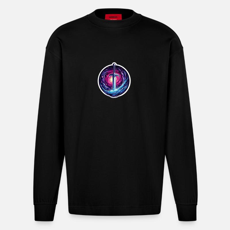 Celestial Sword - Heavyweight Oversized Organic Langarmshirt Made in EU - SOLID BLACK