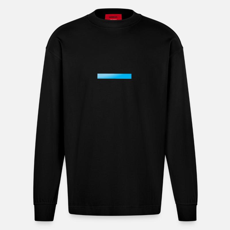 Ice-Blauer Farbverlauf Balken - Heavyweight Oversized Organic Langarmshirt Made in EU - SOLID BLACK