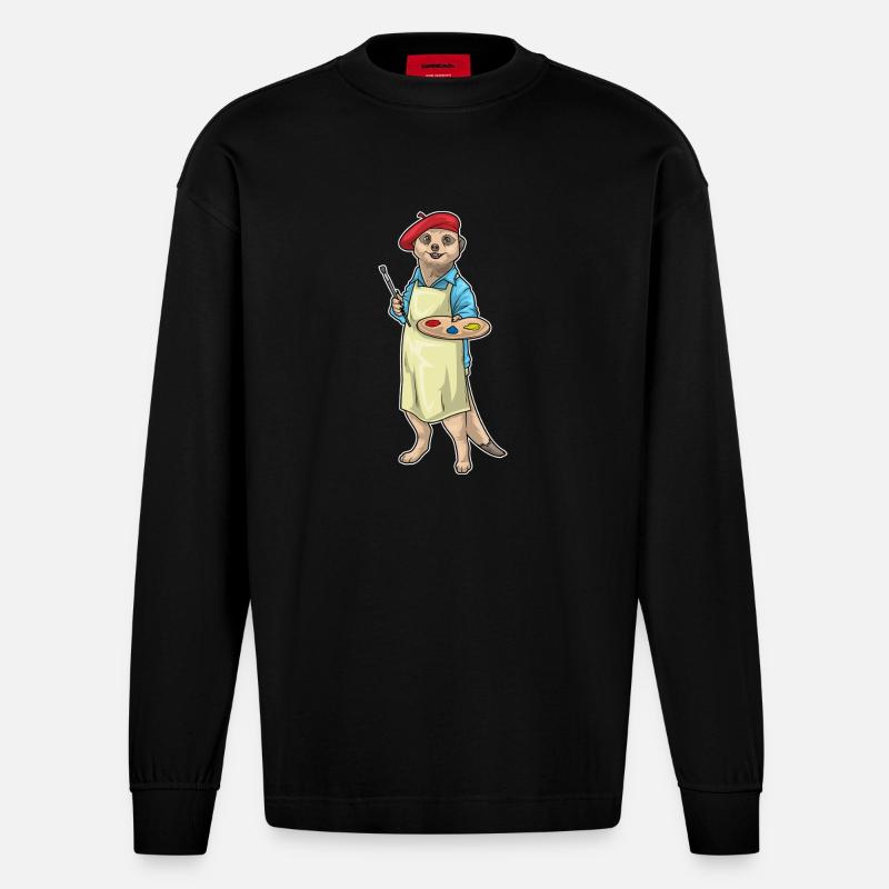 Erdmännchen - Heavyweight Oversized Organic Langarmshirt Made in EU - SOLID BLACK