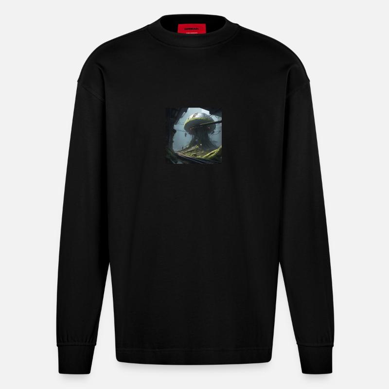 Post Civilization - Heavyweight Oversized Organic Langarmshirt Made in EU - SOLID BLACK