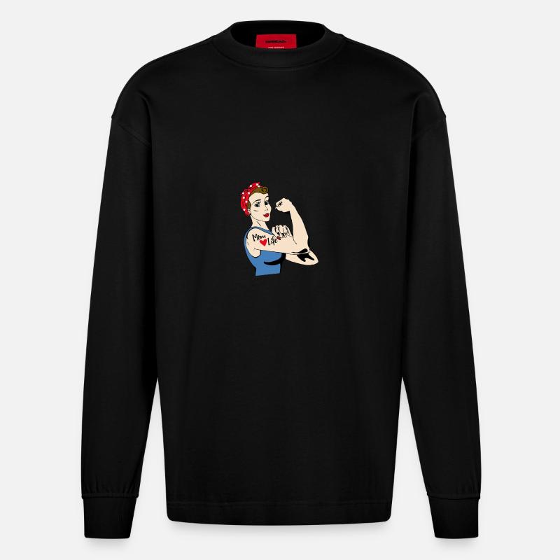 La vie de maman - Manches longues bio épais oversize fabriqué en UE - SOLID BLACK