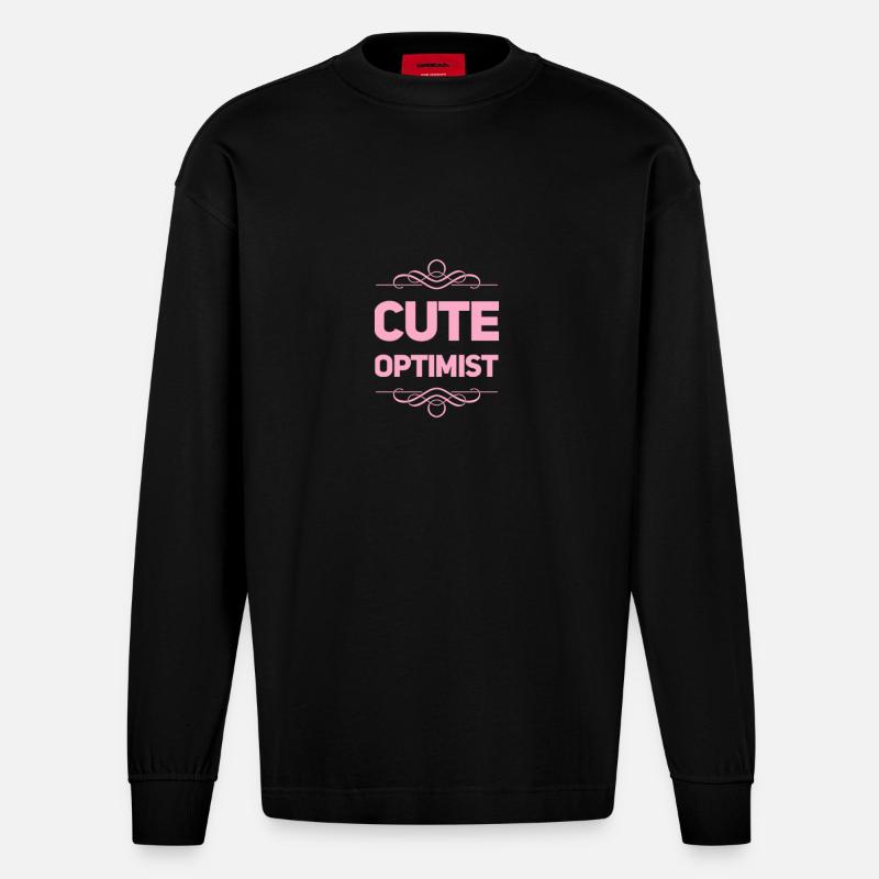 Cute Optimist - Heavyweight Oversized Organic Langarmshirt Made in EU - SOLID BLACK