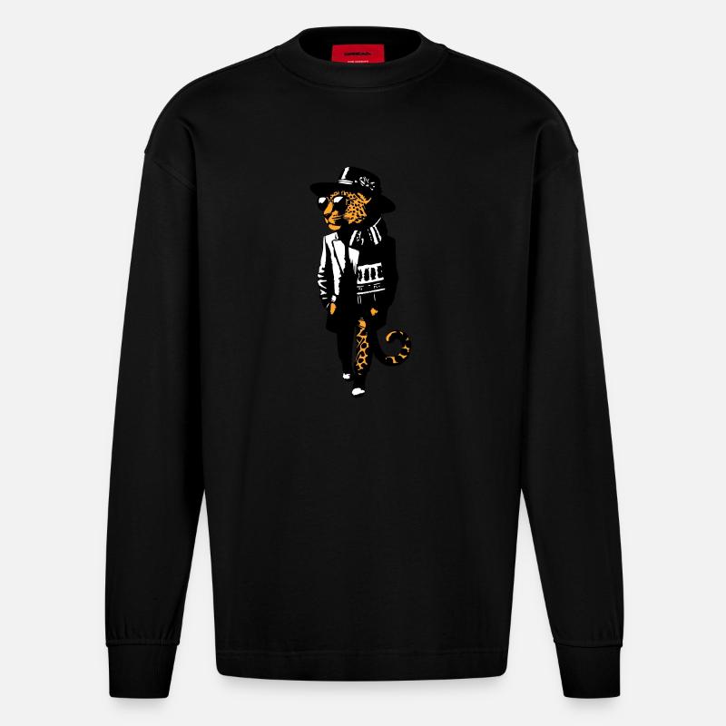 Leopard dandy - Manches longues bio épais oversize fabriqué en UE - SOLID BLACK