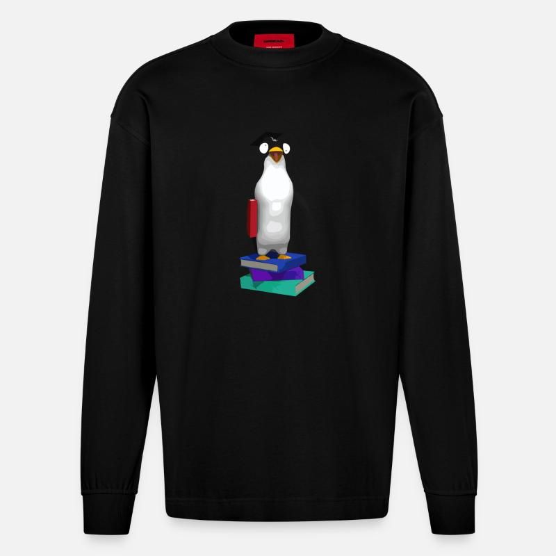 PinguinMops - Heavyweight Oversized Organic Langarmshirt Made in EU - SOLID BLACK