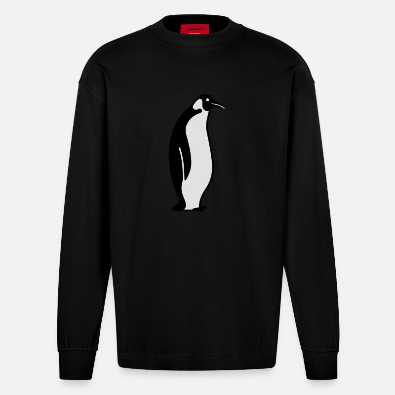 Pinguin pinguïn - Heavyweight Oversized Organic Langarmshirt Made in EU - SOLID BLACK