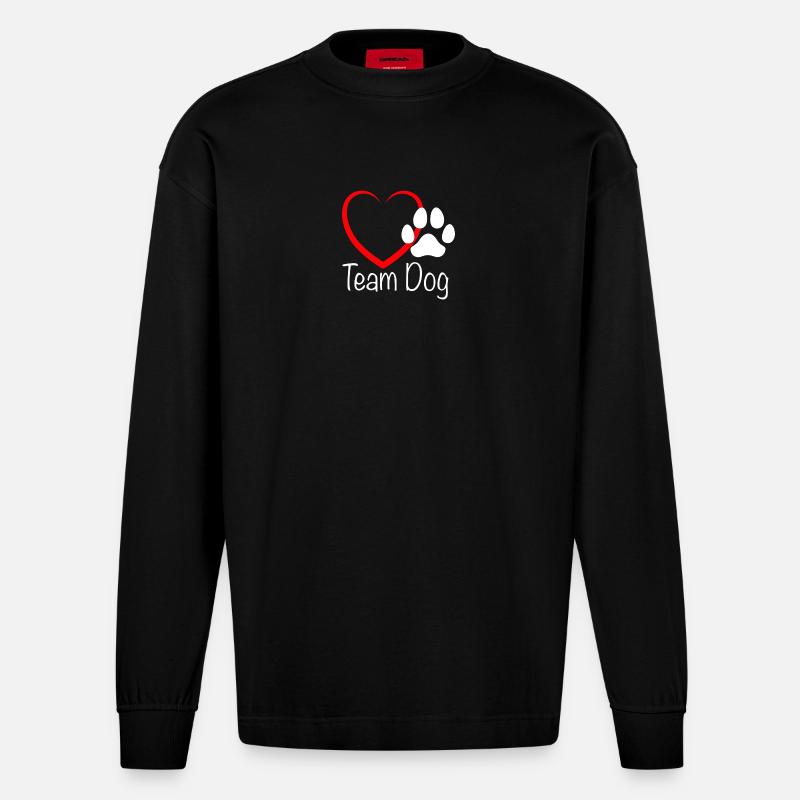 Team Dog mit Herz - Heavyweight Oversized Organic Langarmshirt Made in EU - SOLID BLACK