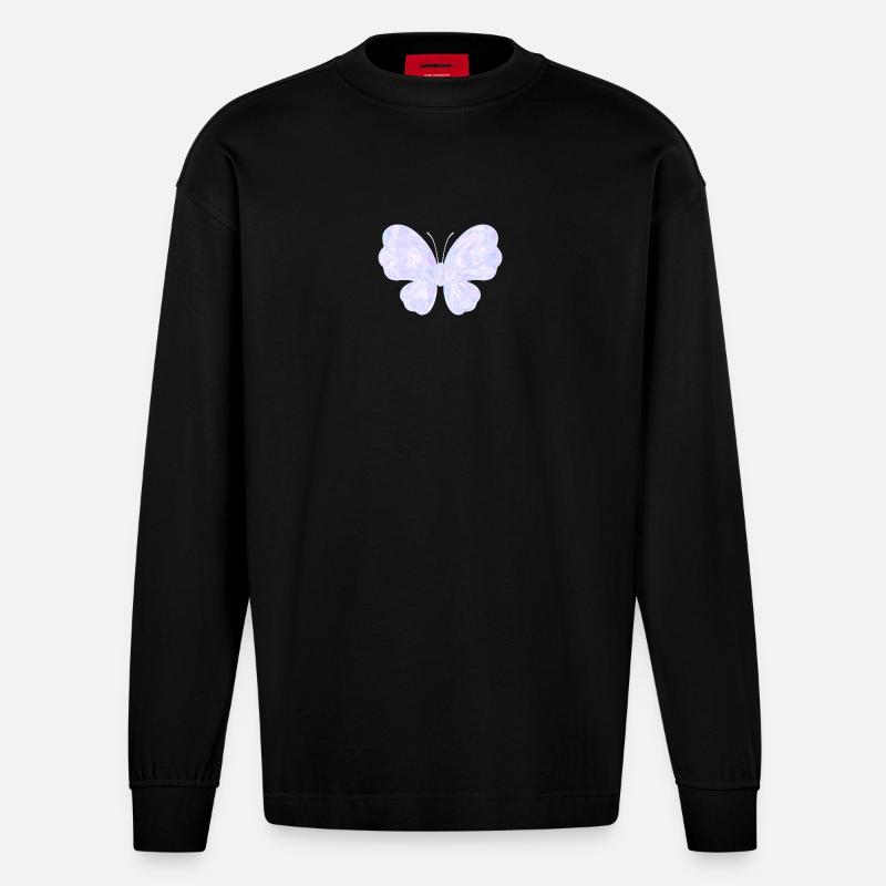 Papillon pastel pailleté - Manches longues bio épais oversize fabriqué en UE - SOLID BLACK